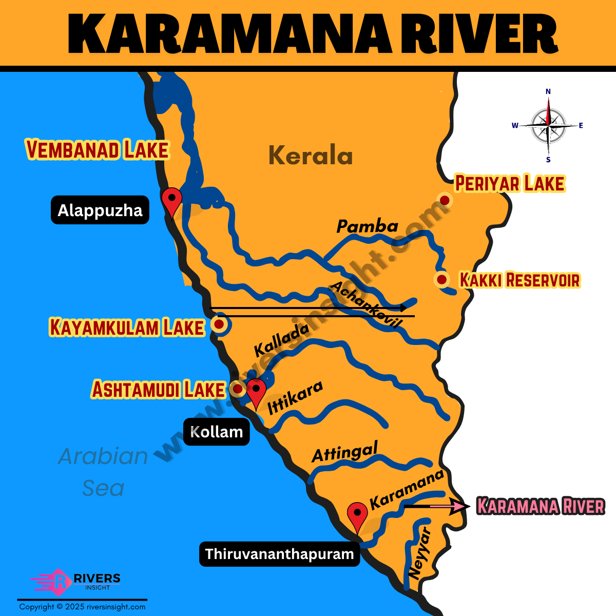 Karamana River - Map, History, Pollution