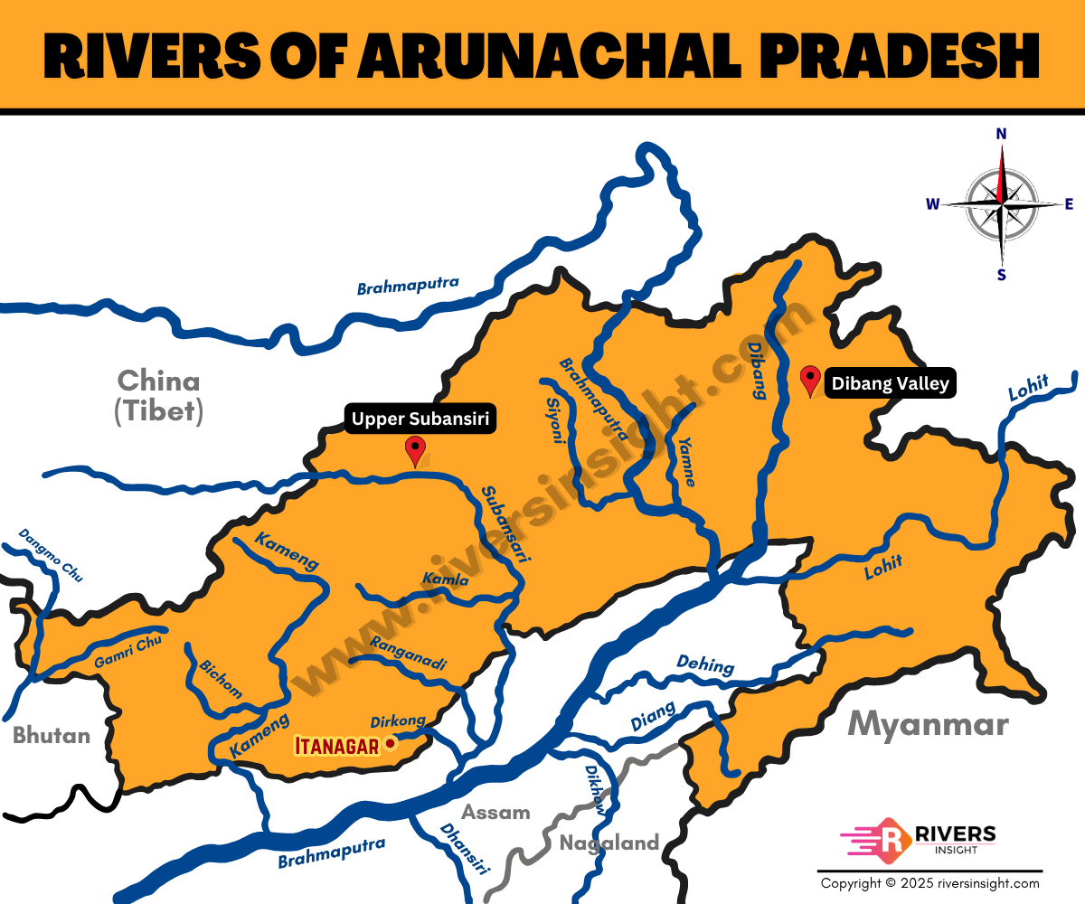 Major Rivers of Arunachal Pradesh with Map